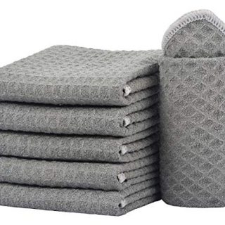 Sinland Thick Microfiber Dish Cloths Waffle Weave Kitchen Cleaning Cloth Dish Rags 13inch X 13inch 6 Pack Grey