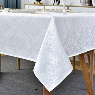 White Damask Table Cloth Jacquard Design