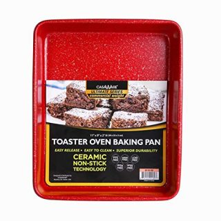 casaWare 11 x 9 x 2-inch Toaster Oven Ultimate Series Commercial Weight Ceramic Non-Stick Coating Baking Pan (Red Granite)