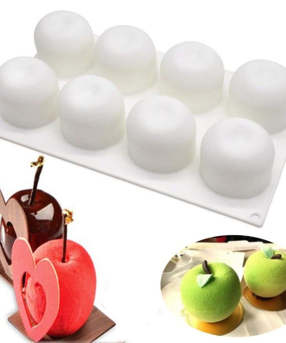 SAKOLLA Apple Shape Mousse Silicone Mold, 8-Cavity Non stick Cake Mold/French Dessert/Pastry Baking/Chocolate Mold