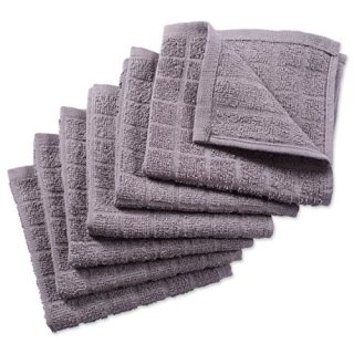 DII Cotton Terry Windowpane Dish Cloths, 12 x 12" Set of 6, Machine Washable and Ultra Absorbent Kitchen Bar Towels-Solid Gray
