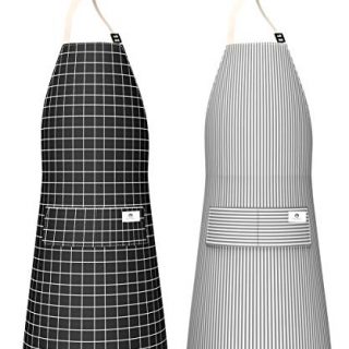Cooking Apron with Pocket, EONSIX Waterproof Adjustable Cotton Linen Kitchen Apron Chef Apron for Women Men Chef, 2Pieces