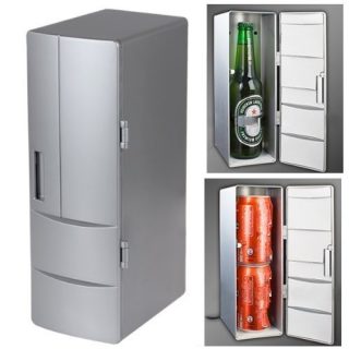 Mini PC USB Cooler & Warmer, HQF Portable USB Beer Beverage Drink Cans Fridge Cans Cooler Warmer for Cold/Hot Beverage Drinks (Silver, Bigger Size)
