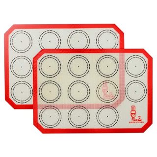 Non Stick Silicone Baking Mat Quarter Sheet Macaron - 8.2"x11.6",Set of 2 Toaster Oven Liners For Pizza/Cookie and Bread Making, Red,By Folksy Super Kitchen (Red)