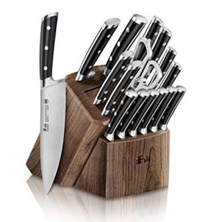 Cangshan TS Series 1020885 Swedish Sandvik 14C28N Steel Forged 17-Piece Knife Block Set, Walnut
