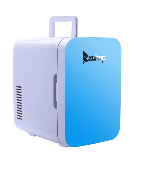 Mini Fridge Cooler and Warmer, (6 Liter/ 8 Can) Portable Compact Personal Fridge With AC/DC Power for BedRoom, Office, Car, Portable Travel Camping MakeUp SkinCare (BLUE)