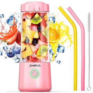 Portable Blender, Jovokich Personal Blender for Shakes and Smoothies, 14oz Juice Extractor Fruit Cup with 4000mAh USB Rechargeable Battery, Crushed Ice Maker Drink Mixer