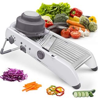 Mandoline Slicer Stainless Steel Vegetable Julienner Built-in Adjustable Safe Blades Cutter Chopper and Grater for Kitchen, Professional Mandalin Food Slicer Potato Slicer Veggie Onion Tomato Fruit