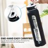 Glass Water Bottle with 32 OZ Straw & Wide Mouth & Black Silicone Sleeve - Image 2