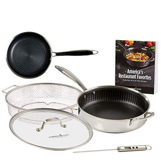 Copper Chef Titan Pan, Try Ply Stainless Steel Non-Stick Frying Pans, 5-Piece Cookware Set with Recipe Book (11 Inch with 8 Inch Pan)