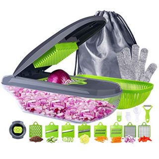 Vegetable Chopper Mandoline Slicer Food Cutter, 17 in 1 Manual Onion Chopper Cutter Pro Salad Chopper Veggie Food Chopper Dicer Potato Slicer Grater