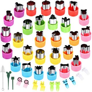 29 Pcs Vegetable Cutter Shapes Set, Stainless Steel Mini Cookie Cutters Fruit Cookie Pastry Stamps Mold for Kids, Multi-size Biscuits Fondant Cake Fruit Vegetable Shapes Sandwichies Cutter Set(29pcs)