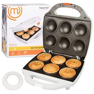 MasterChef Mini Pie and Quiche Maker- Pie Baker Cooks 6 Small Pies and Quiches in Minutes- Non-stick Cooker w Dough Cutting Circle for Easy Dough Measurement (1)