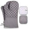 Homemaxs Oven Mitts and Pot Holders 4pcs Set, 500℉ Heat Resistant Non-Slip Food Grade Kitchen Mitten Silicone Cooking Gloves s for Kitchen, Cooking, Baking, BBQ (Gray)