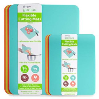 Simply Genius (8 Piece) Extra Thick Cutting Boards for Kitchen Prep, Non Slip Flexible Cutting Mat Set, Dishwasher Safe, BPA Free Plastic Colorful Chopping Mats for Meats and Vegetables
