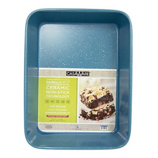 casaWare Toaster Oven Deep Baking Pan 10 x 7 x 2-inch Ceramic Coated Non-Stick (Blue Granite)