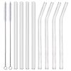 ALINK Glass Smoothie Straws, 10" x 10 mm Long Reusable Clear Drinking Straws for Smoothie, Milkshakes, Pack of 8 with 2 Cleaning Brush,