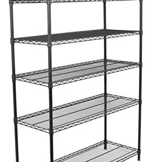 Internet's Best 6-Tier Wire Shelving Rack - NSF Wide Flat Black Home Storage - Heavy Duty Shelf - Wide Adjustable Freestanding Rack Unit - Kitchen Business Organization - Commercial Industrial