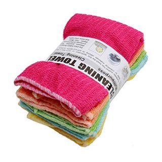 Grandiy 5Pcs Kitchen Striped Wash Dish Towels Absorbent Durable Washable Towels Square Dishcloths,Color