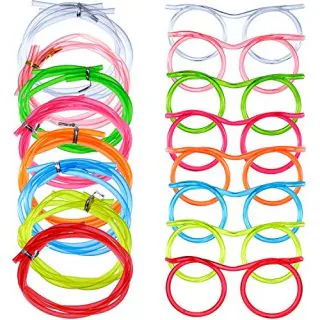 8 Pieces Silly Straw Glasses Eyeglasses Straws Eyeglasses
