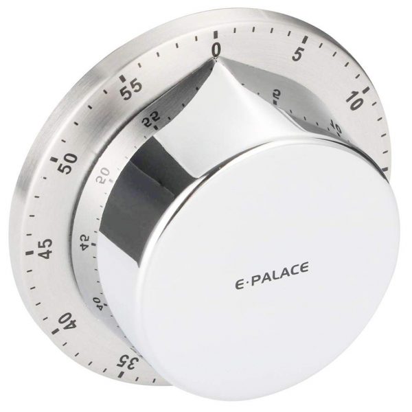 Kitchen Timer, Chef Cooking Timer Clock with Loud Alarm, No Batteries Required, Finish：Stainless Steel， 100% Mechanical - Magnetic Backing,