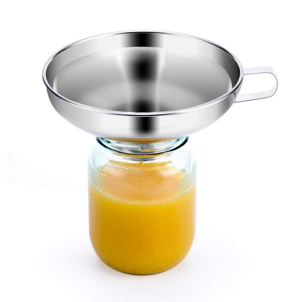 5.7 Inch 18/10 Stainless Steel Jam Jar Funnel with Handle Wide-Mouth Kitchen Canning Funnel