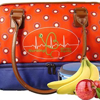 EatRite - XLarge 2-in-1 Ultra Insulated Nurses Lunch Tote Bag, Stylish Nurse Gifts for Women - Perfect Birthday and Graduation Gift (RedDot/Purple)