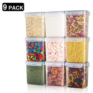 Airtight Food Storage Containers 9 Pieces 1.5qt / 1.6L- Plastic BPA Free Kitchen Pantry Storage Containers for Sugar, Flour and Baking Supplies