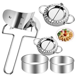 ONESING 5 Pcs Dumplings Maker 9.5/7.5 cm Dumpling Molds Empanadas Press Mold Stainless Steel Dumpling Skin Maker Ravioli Pierogi Maker and Cutter Pie Pastry Mold Kitchen Tools