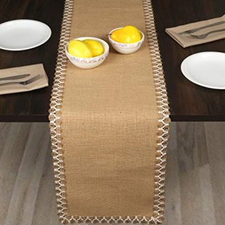 Burlap Table Runner With Jute Lace 12x108 Inch Natural Color, Farmhouse Jute Table Runner,Rustic Natural Burlap Jute Table Runner, Table Runner 108",Wedding Table Runner,Kitchen Table runner-Set Of 2