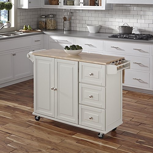 Home Styles Liberty Kitchen Cart with Wood Top - White