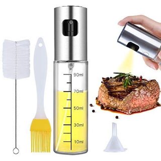 Ninonly Oil Sprayer Oil Dispenser with Scale Transparent Food-Grade Portable Spray Bottle Vinegar Bottle Air Fryer Stainless Steel for Salad BBQ Frying Grilling Kitchen Baking Roasting