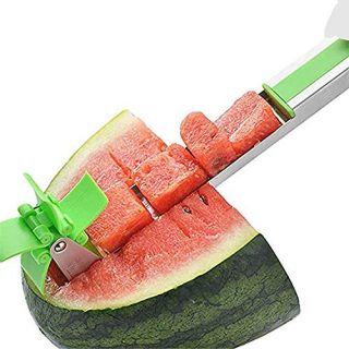 Premier Chef Watermelon Windmill Cutter, Stainless Steel Slicer Cutter Knife Corer Fruit Vegetable Tools Kitchen Gadgets with Melon Baller Scoop Extra - (Green)