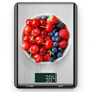 Food Scale - Nicewell Kitchen Scale Digital Food Weight Grams and oz Cooking Baking, Max. 22lb/10kg, 0.1oz 1g Accuracy, Sleek Stainless Steel Panel Easy to Clean