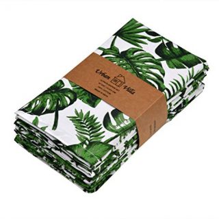 Urban Villa,Tropical Print,Premium Quality,Dinner Napkins, 100% Cotton, Set of 12, Size 20X20 Inch, Multi Colors, Over sized Cloth Napkins with Mitered Corners, Ultra Soft, Durable Hotel Quality