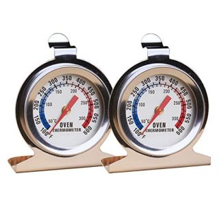 VOKARO 2-Pack Stainless Steel Oven Thermometer (50-300°C/100-600°F) for Grill Baking