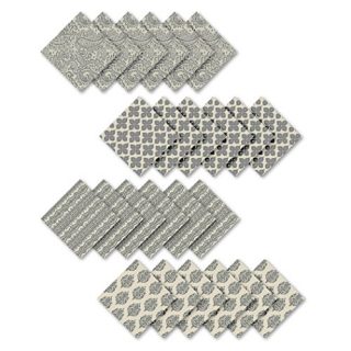 Elrene Home Fashions Everyday Casual Prints Assorted Cotton Fabric Napkins (Set of 24), 17"x17", Gray, 24 Count