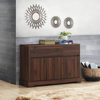 Giantex Buffet Sideboard, Storage Console Table with 2 Drawers and 2 Cabinets, Buffet Server Cupboard for Kitchen, Dining Room, Living Room, Entryway, Credenza, Walnut