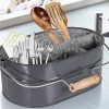 Utensil Caddy Carry-All Serveware - Galvanized Metal Organizer for Kitchen - Image 3