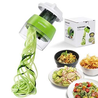 Handheld Spiralizer Vegetable Slicer, 4 in 1 Heavy Duty Veggie Spiral Cutter - Zoodle Pasta Spaghetti Maker