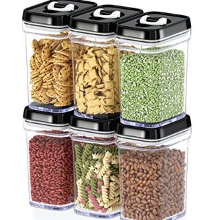 DWËLLZA KITCHEN Airtight Food Storage Containers with Lids Airtight – 6 Piece Set/All Same Size - Air Tight Snacks Pantry & Kitchen Container - Clear Plastic BPA-Free - Keeps Food Fresh & Dry