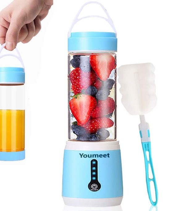 Smoothie Blender,Youmeet Cup Blender Remaining Power Display,USB Rechargeable Blender Mini Blenders for Smoothies with Cup Lid Brush for Fruits Veggies Ice Work Sports Travel