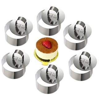 ONEDONE Cake Ring Cake Molds Stainless Steel Cake Ring Molds Pastry Rings Cake Mousse Mold Baking Molds with Pusher,3.15in Diameter, Set of 6 (Round)