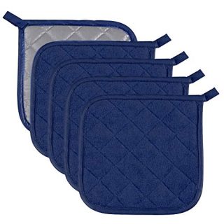 Pot Holders Cotton Made Machine Washable Heat Resistant Potholder, Pot Holder, Hot Pads, Trivet for Cooking and Baking (5, Dark Blue)