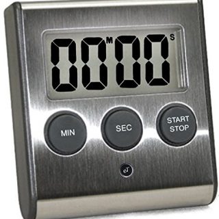 Elegant Digital Kitchen Timer, Stainless Steel Model eT-23, SUPER Strong Magnetic Back, Loud Alarm, Large Display, Auto Memory, Auto Shut-Off