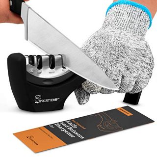 PriorityChef Kitchen Knife Sharpener - 4 Stage Knife Sharpening To Restore, Renew & Polish Straight-Edge Knives & Sharpen Scissors - Bonus Level 5 Cut-Resistant Glove & Detailed Instructions Included