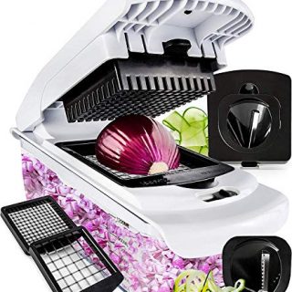 Fullstar Vegetable Chopper - Spiralizer Vegetable Slicer - Onion Chopper with Container - Pro Food Chopper - Black Slicer Dicer Cutter - 4 Blades