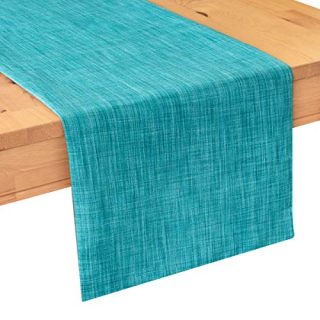 Teal Kitchen Table Runners (13x64 inch, Pack of 1) Fabric Lined | Properly Finished, No Fray Edges | for Home, Kitchen, Dining Room, Holiday, Wedding Party Décor