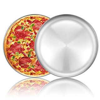 Pizza Baking Pan Pizza Tray - Deedro 12 inch Stainless Steel Pizza Pan Round Pizza Baking Sheet Oven Tray Pizza Crisper Pan, Healthy Pizza Cooking Pan for Oven, 2 Pack