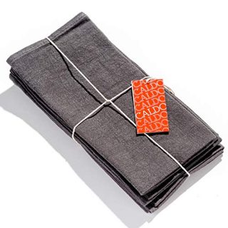 Caldo Linen Dinner Napkins - Rustic- Soft and Durable Cloth - Washable and Reusable- 4 Pack - 20x20 inch (Slate)